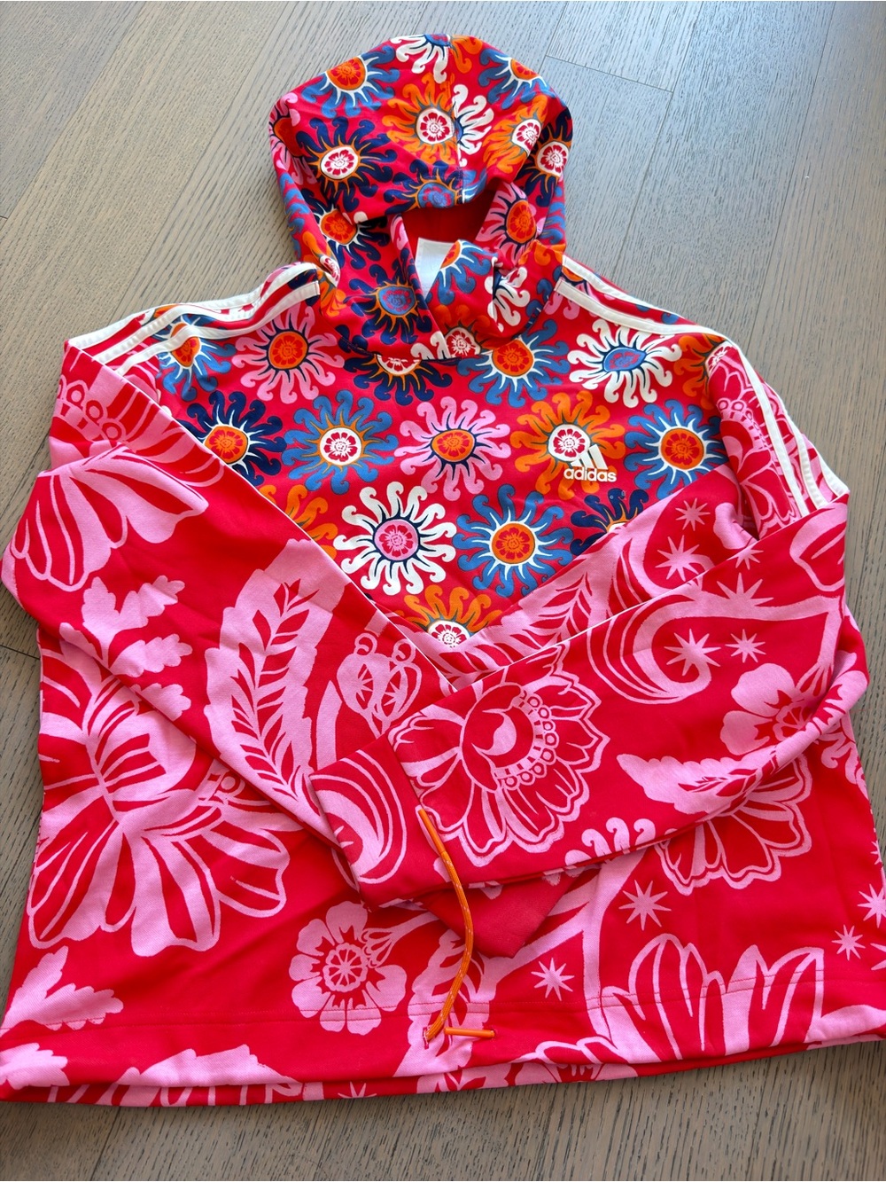 Adidas x Farm Rio Red Floral Sunburst Pullover Hoodie - Picture 4 of 9